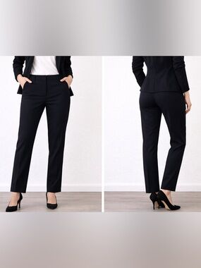 NWT WMN Black Work Dress Pants High Waist Straight Leg Office Career EU 46 US 14